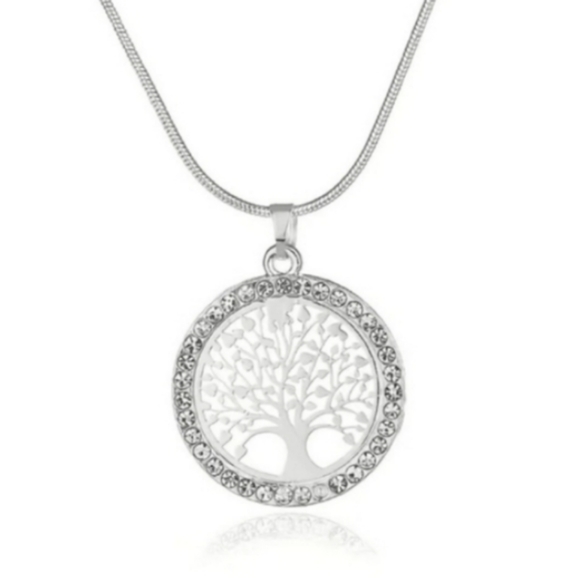 CRYSTAL Silver Tree of Life Necklace adjustible Family Jewelry NEW - Picture 11 of 12